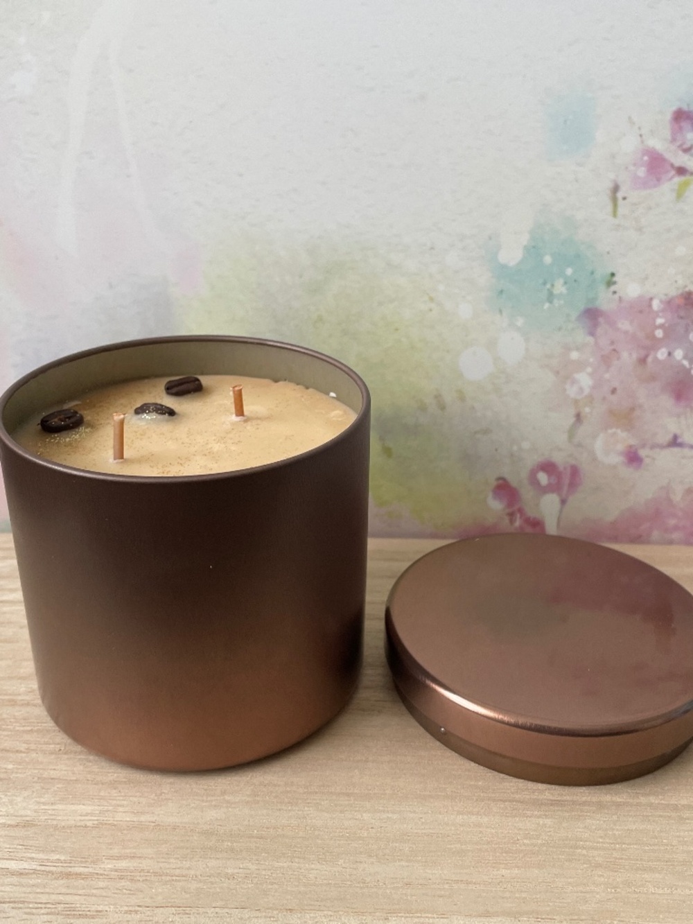 Hand Crafted Coffee Scented Soy Candle in Tin with lid